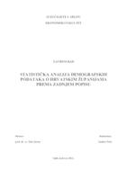 STATISTIČKA ANALIZA DEMOGRAFSKIH PODATAKA O HRVATSKIM ŽUPANIJAMA PREMA ZADNJEM POPISU