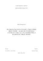 Potrošačko ponašanje u industriji brze mode – Kako je pandemija Covid-19 utjecala na marketing i potrošnju brze mode?