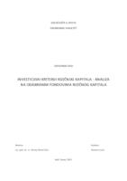 Investicijski kriteriji rizičnog kapitala - analiza na odabranim fondovima rizičnog kapitala