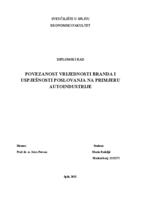 POVEZANOST VRIJEDNOSTI BRANDA I USPJEŠNOSTI POSLOVANJA NA PRIMJERU AUTOINDUSTRIJE