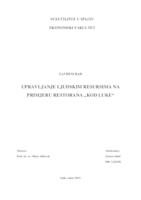 UPRAVLJANJE LJUDSKIM RESURSIMA NA PRIMJERU RESTORANA „KOD LUKE“