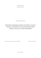 Nedolično ponašanje online potrošača: Stavovi i reakcije potrošača na poslovne marketinške prakse i politike te ishodi ponašanja