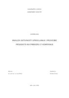 Analiza aktivnosti upravljanja i provedbe projekata na primjeru IT kompanije