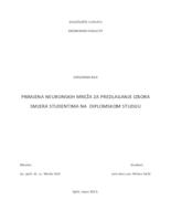 Primjena neuronskih mreža za predlaganje izbora smjera studentima na diplomskom studiju