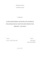 ULOGA MARKETINŠKIH AKTIVNOSTI NA USPJEŠNOST POSLOVANJA MALIH UGOSTITELJSKIH OBJEKATA NA PRIMJERU ,,JUPI BARA“