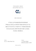 UTJECAJ MAKROEKONOMSKIH POKAZATELJA EMITIVNIH ZEMALJA NA BROJ NOĆENJA TURISTA U PRIMORSKIM ŽUPANIJAMA REPUBLIKE HRVATSKE: PANEL MODELI