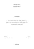 EFEKTI PANDEMIJE COVID-19 NA POSLOVANJE INDUSTRIJE PREHRAMBENIH PROIZVODA, PIĆA I
DUHANSKIH PROIZVODA