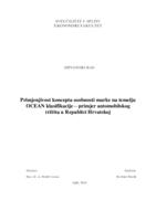 Primjenjivost koncepta osobnosti marke na temelju OCEAN klasifikacije – primjer automobilskog tržišta u Republici Hrvatskoj