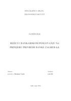 RIZICI U BANKARSKOM POSLOVANJU NA PRIMJERU PRIVREDE BANKE ZAGREB d.d.