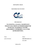 STATISTIČKA ANALIZA USPJEŠNOSTI POSLOVANJA ERSTE & STEIERMARKISCHE BANK D.D.U RAZDOBLJU OD 2007.-2014.GODINE I USPOREDBA S GLAVNIM KONKURENTIMA