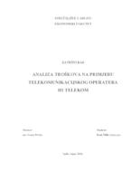 ANALIZA TROŠKOVA NA PRIMJERU TELEKOMUNIKACIJSKOG OPERATERA
H1 TELEKOM