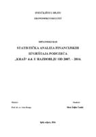 STATISTIČKA ANALIZA FINANCIJSKIH IZVJEŠTAJA PODUZEĆA „KRAŠ“ d.d. U RAZDOBLJU OD 2007. – 2014.