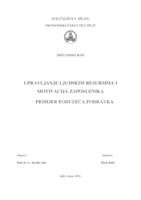 UPRAVLJANJE LJUDSKIM RESURSIMA I
MOTIVACIJA ZAPOSLENIKA
- PRIMJER PODUZEĆA PODRAVKA