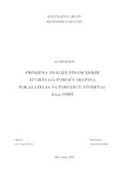 PRIMJENA ANALIZE FINANCIJSKIH IZVJEŠTAJA POMOĆU SKUPINA POKAZATELJA NA PODUZEĆU STUDENAC d.o.o. OMIŠ