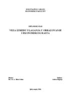 VEZA IZMEĐU ULAGANJA U OBRAZOVANJE I EKONOMSKOG RASTA