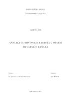 prikaz prve stranice dokumenta ANALIZA GOTOVINSKIH KREDITA U PRAKSI HRVATSKIH BANAKA