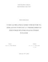prikaz prve stranice dokumenta Utjecaj organizacijske strukture na efikasnost poduzeća u prehrambenoj industriji Splitsko-dalmatinske županije