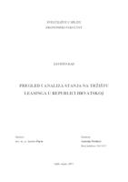 prikaz prve stranice dokumenta Pregled i analiza stanja na tržištu leasinga u Republici Hrvatskoj