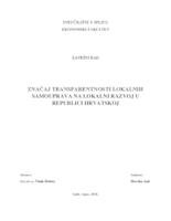 prikaz prve stranice dokumenta ZNAČAJ TRANSPARENTNOSTI LOKALNIH SAMOUPRAVA NA LOKALNI RAZVOJ U REPUBLICI HRVATSKOJ