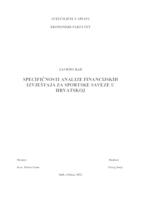 prikaz prve stranice dokumenta SPECIFIČNOSTI ANALIZE FINANCIJSKIH IZVJEŠTAJA ZA SPORTSKE SAVEZE U HRVATSKOJ